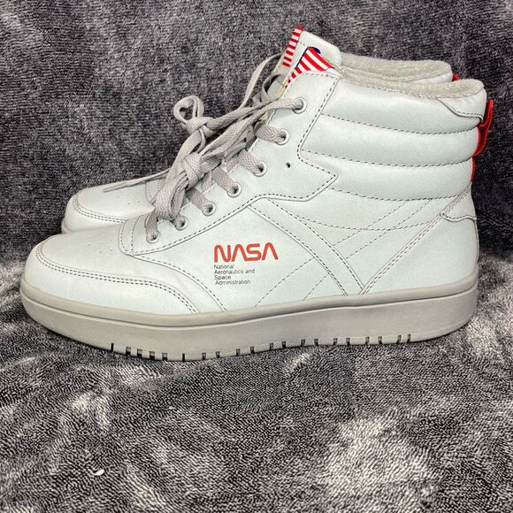 SPACE NASA shoes Retro Hi Top Reflective Size 9.5 Rockwell Gray - Picture 1 of 8